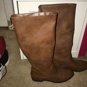 Brown faux leather boots